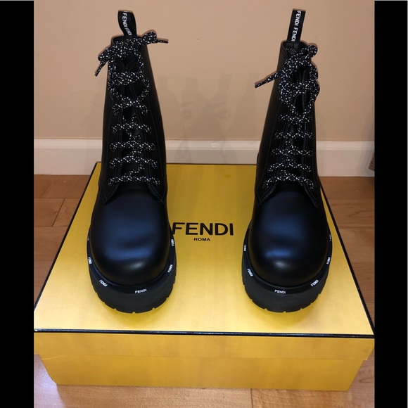 fendi black leather biker boots